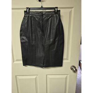 Vintage 80s Traditions by Stefano Genuine Black Leather Pencil Skirt - Size 9/10